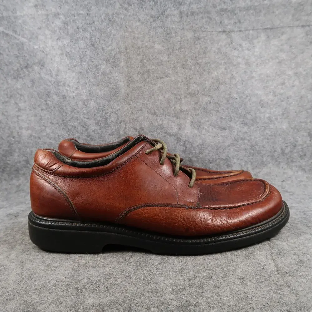 Dockers Shoes Mens 9.5 Derby Oxford Dress Leather Moc Toe Retro Classic Brown
